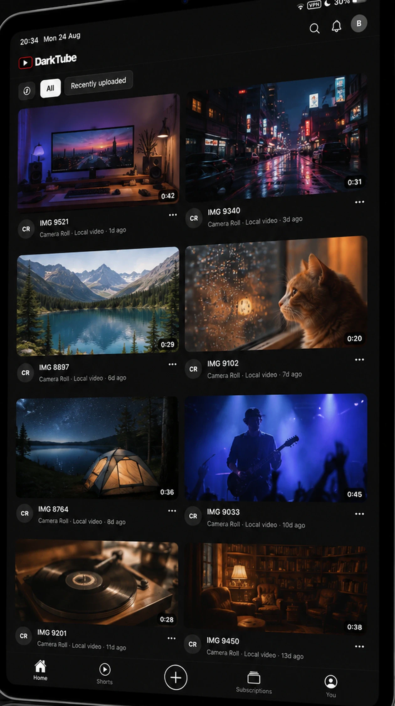 DarkTube private video library on iPad